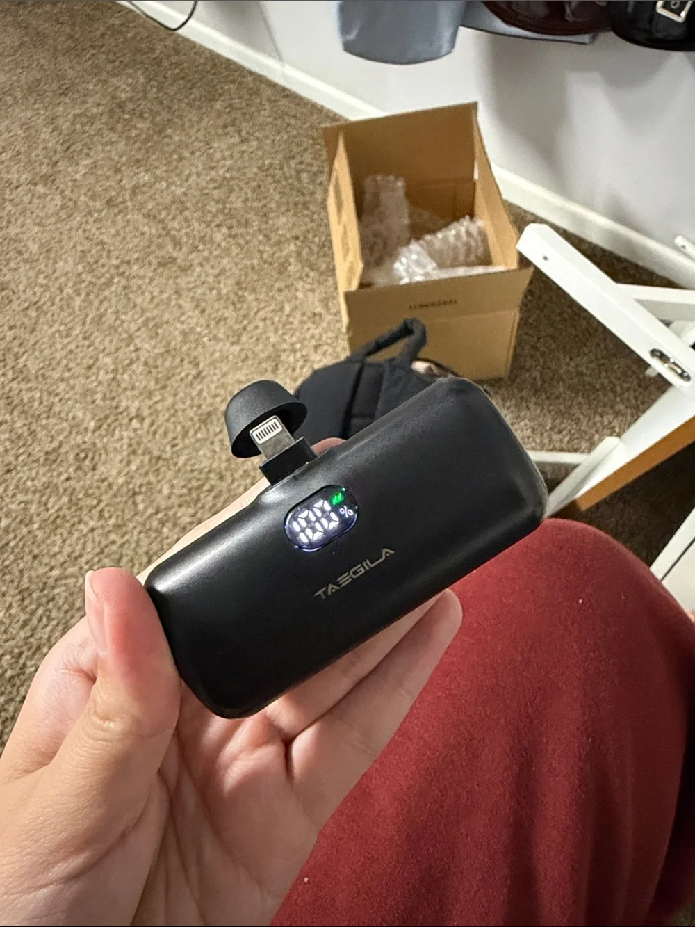 Black Portable charger Accessory with Lightning Connector